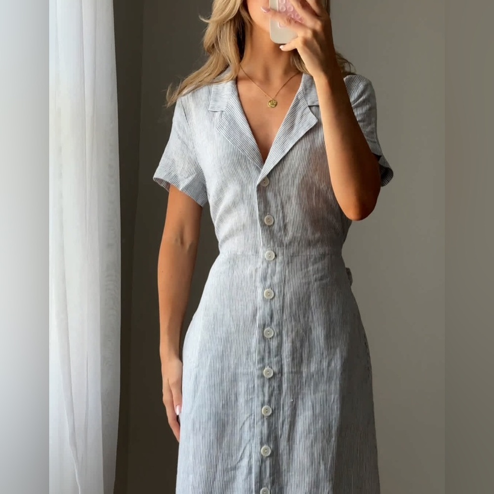 Quince 100% European Linen Button Front Dress